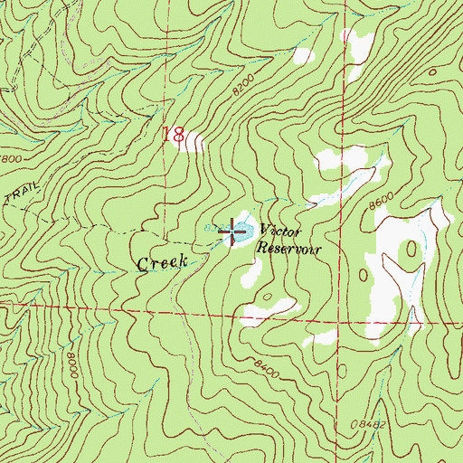 Topographic Map of Victor Reservoir, CO