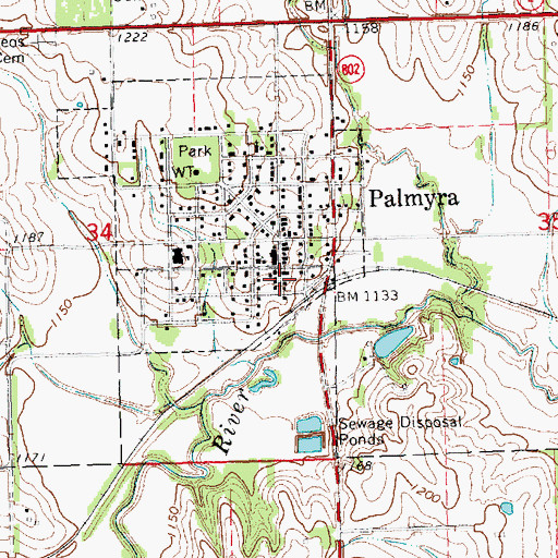 Topographic Map of Palmyra Post Office, NE
