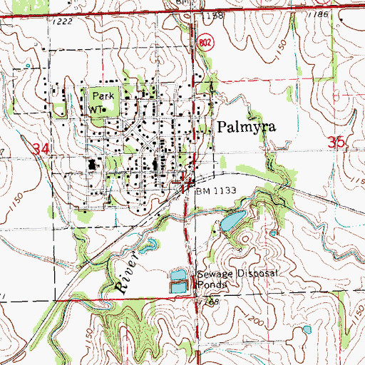 Topographic Map of Palmyra, NE