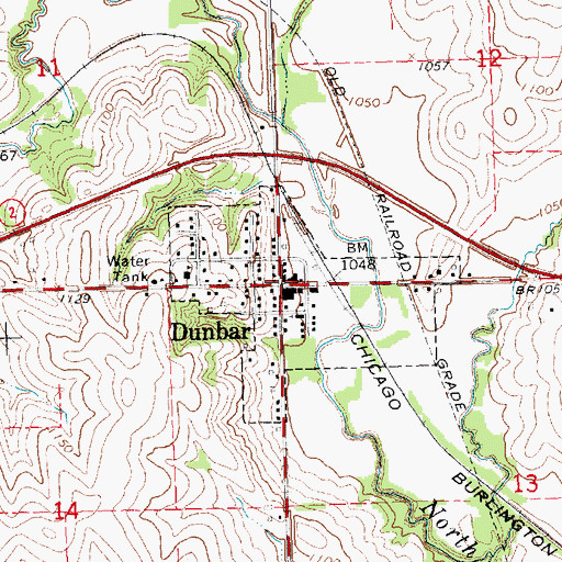 Topographic Map of Dunbar Post Office, NE