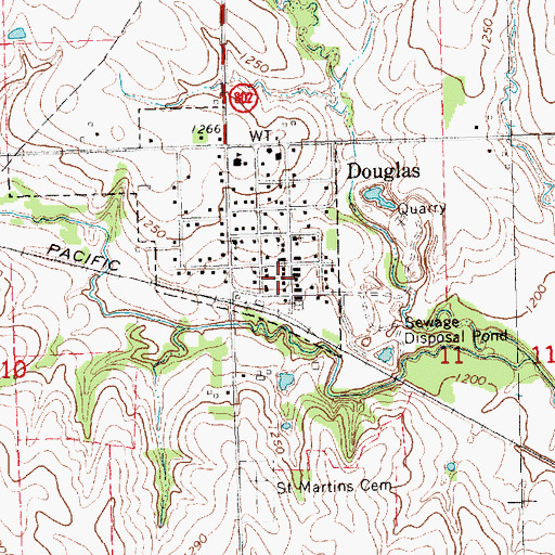 Topographic Map of Douglas Post Office, NE