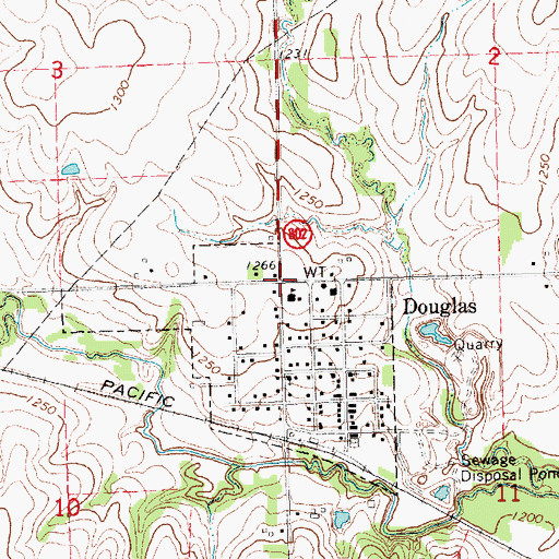 Topographic Map of Douglas Public Library, NE