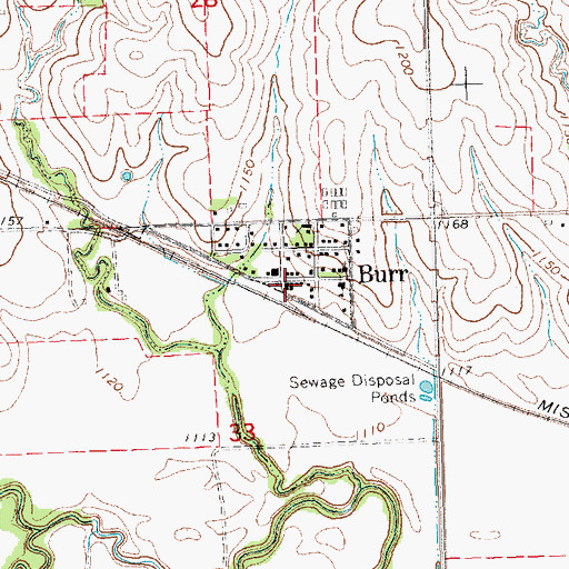 Topographic Map of Burr Post Office, NE