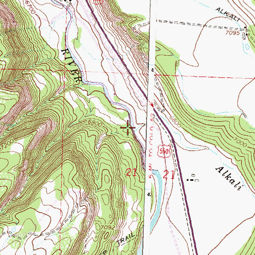 Topographic Map of Alkali Creek, CO