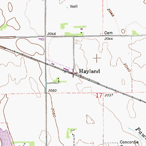 Topographic Map of Hayland Post Office (historical), NE