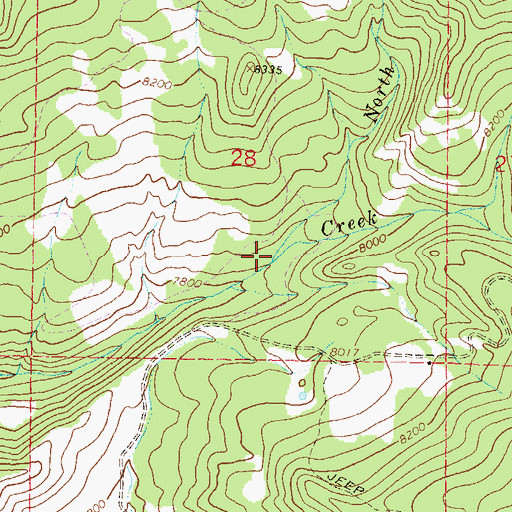 Topographic Map of North Fork Lou Creek, CO