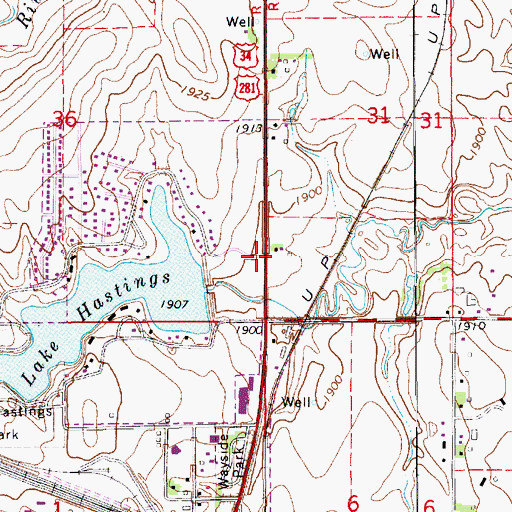 Topographic Map of Adams County Convention and Visitors Bureau, NE