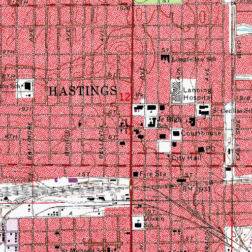 Topographic Map of Saint Marks Episcopal Pro-Cathedral Church, NE