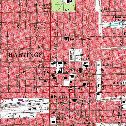 Topographic Map of First United Methodist Church, NE