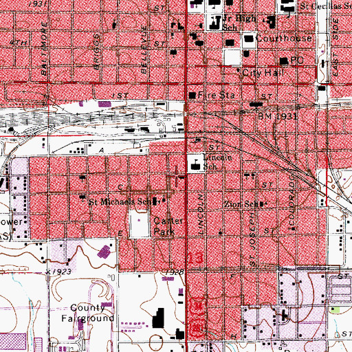 Topographic Map of First Assembly of God Church, NE