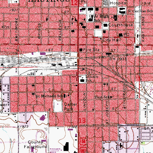 Topographic Map of Hastings Police Dept, NE