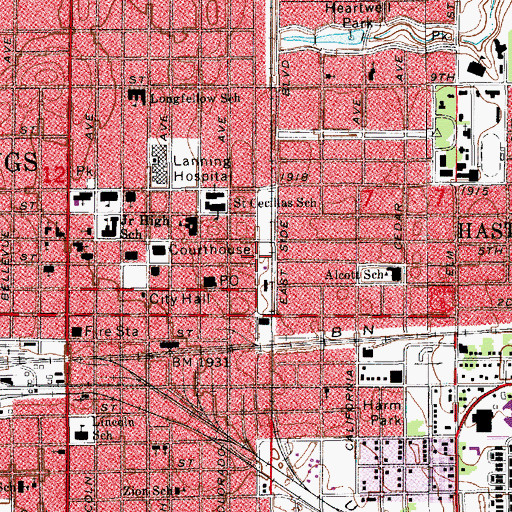 Topographic Map of Adams County Chiropractic Clinic, NE