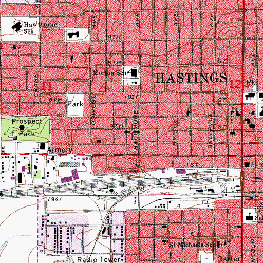 Topographic Map of Hastings Radiology Associates PC Building, NE