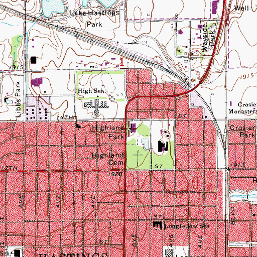 Topographic Map of Hastings Museum, NE