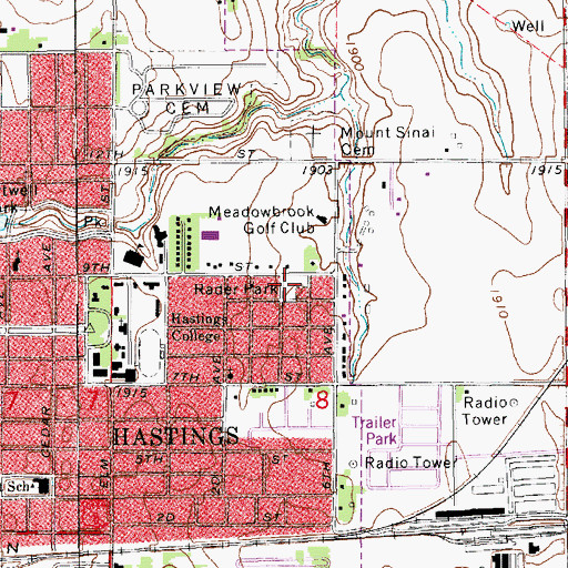 Topographic Map of Rader Park, NE
