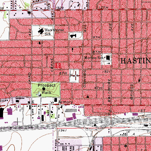 Topographic Map of Oswego Park, NE