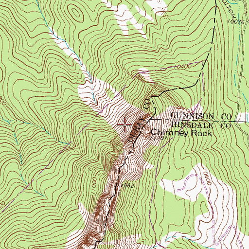 Topographic Map of Chimney Rock, CO