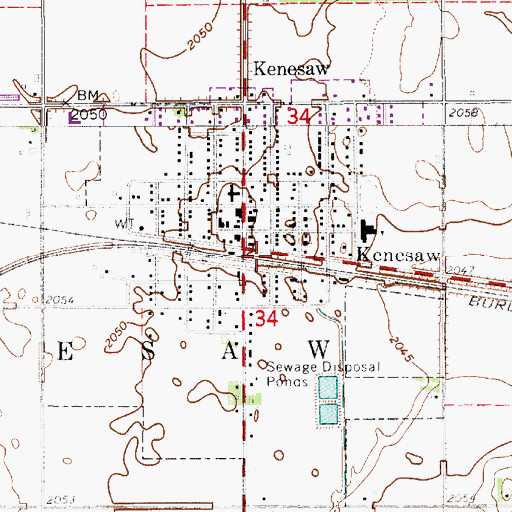 Topographic Map of Kenesaw, NE