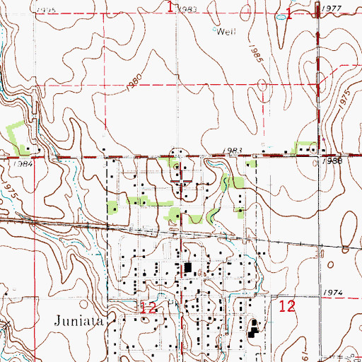 Topographic Map of Juniata Rural Fire District, NE
