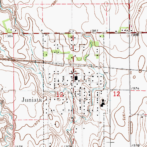 Topographic Map of Juniata Post Office, NE