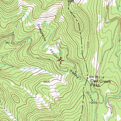 Topographic Map of Cimarron Feeder Garnet Ditch, CO