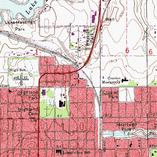 Topographic Map of Hastings Senior High School, NE