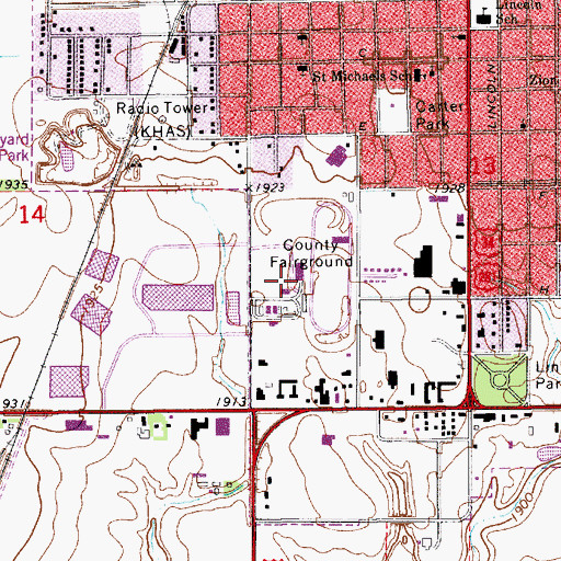 Topographic Map of Adams County Fairgrounds, NE