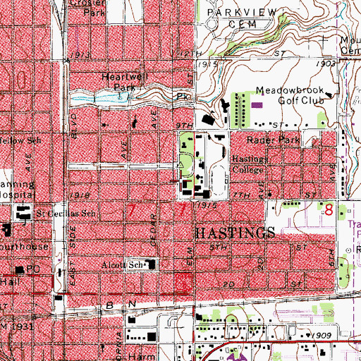 Topographic Map of Hurley-McDonald Hall, NE
