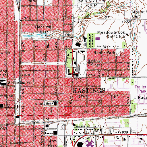 Topographic Map of Art Center, NE