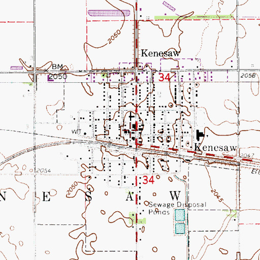 Topographic Map of Kenesaw Post Office, NE