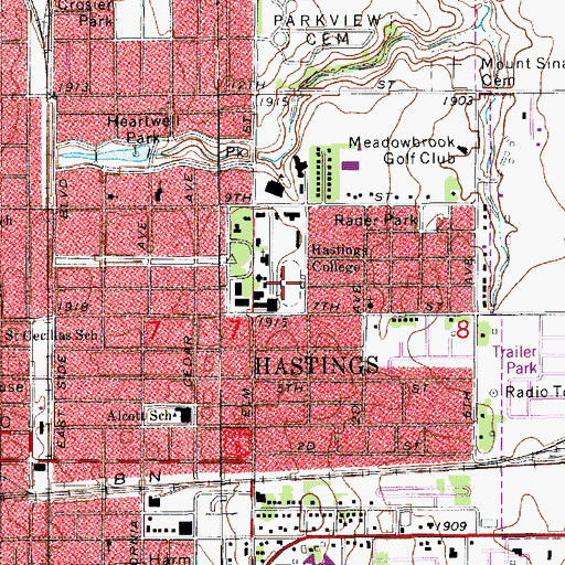 Topographic Map of A H Jones Stadium, NE