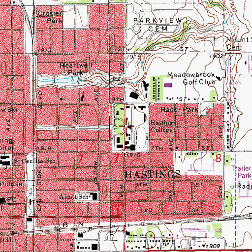 Topographic Map of Calvin H French Memorial Chapel, NE