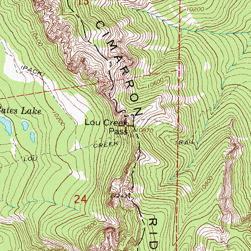 Topographic Map of Lou Creek Pass, CO