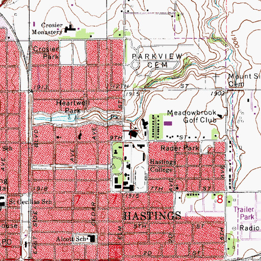 Topographic Map of Hazelrigg Student Union, NE