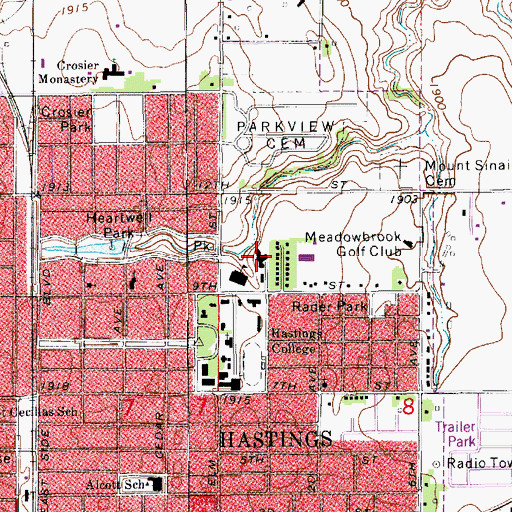 Topographic Map of Hayes M Fuhr Hall of Music, NE