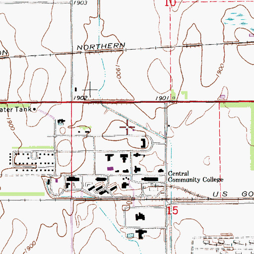 Topographic Map of Valley Residence Hall, NE