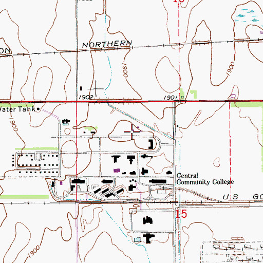 Topographic Map of Colfax Residence Hall, NE