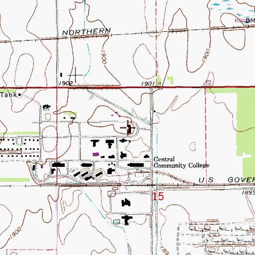 Topographic Map of Clay Residence Hall, NE
