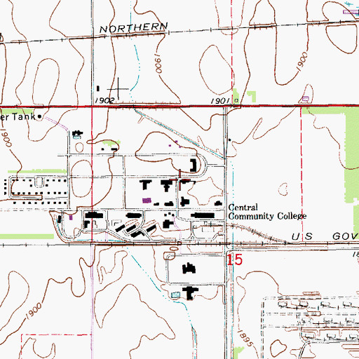 Topographic Map of Adams Administration Building, NE