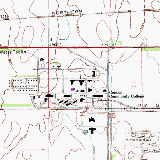 Topographic Map of Platte Building, NE