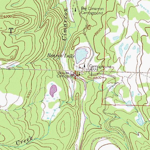 Topographic Map of Beaver Lake Campground, CO