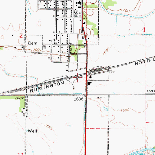 Topographic Map of Red Cloud, NE
