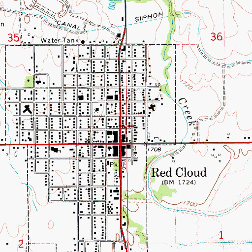 Topographic Map of Red Cloud Volunteer Fire and Rescue, NE
