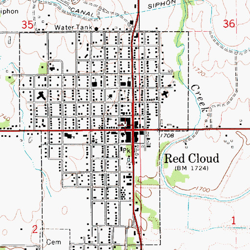 Topographic Map of Red Cloud Vision Clinic, NE