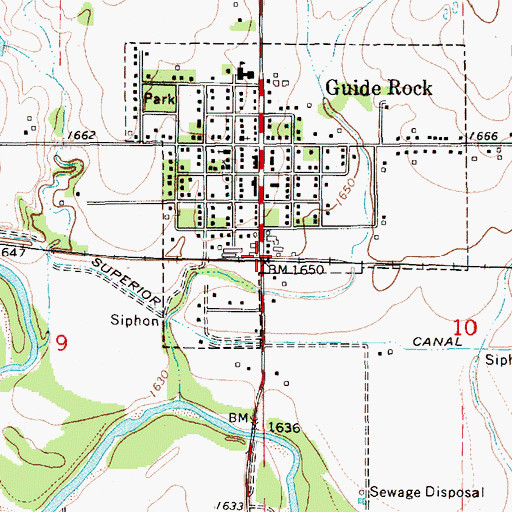 Topographic Map of Guide Rock, NE