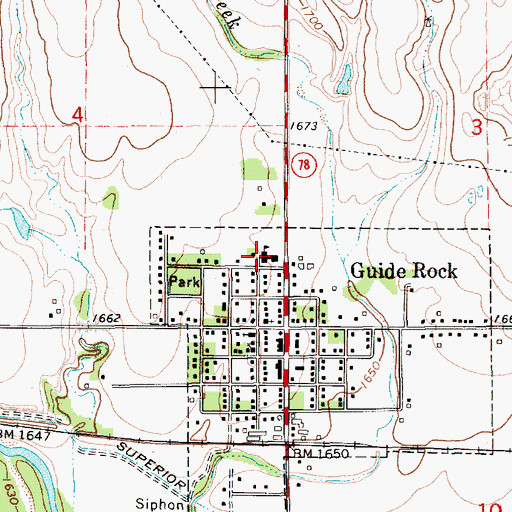 Topographic Map of Guide Rock Public Schools, NE