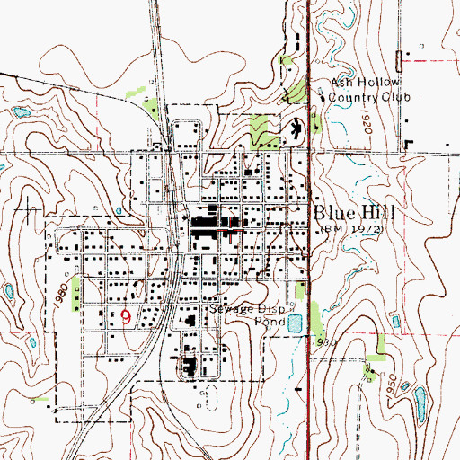 Topographic Map of Blue Hill Post Office, NE