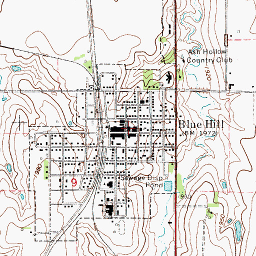 Topographic Map of Blue Hill Volunteer Fire and Rescue, NE