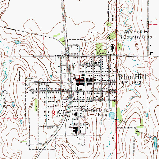 Topographic Map of Blue Hill Police Station, NE