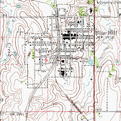 Topographic Map of Blue Hill Elementary School, NE